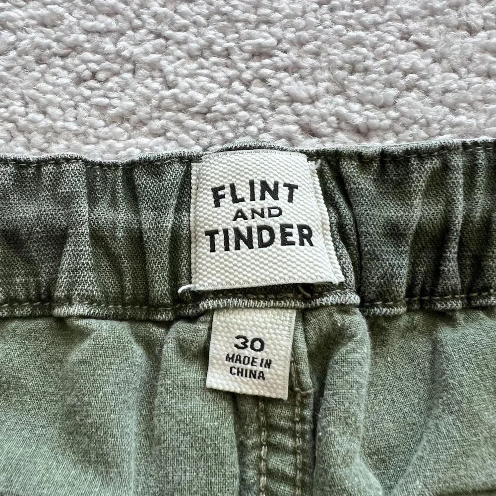 Flint And Tinder Chino Pants Mens 30x28 Green Elastic Waist Drawstring Tapered